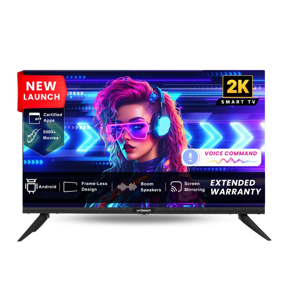 Uniboom Ultra 60 cm (24 inch) HD LED Smart Android TV with Voice Command App | 5000+ Free Movies | 30W Sonic Boom Speakers | 500+ Certified Apps | Virtual Remote | Mobile Screen Cast