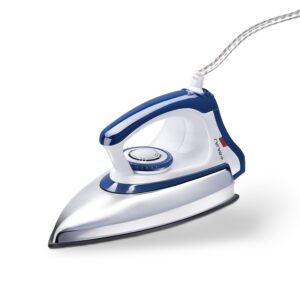 Bajaj Stainless Steel Majesty DX-11 1000 Watts Dry Iron | Advance Soleplate And Anti-Bacterial German Coating Technology | Automatic Shut Off | Thermal Safety Fuse | 2-Yrs Warranty 【White & Blue】