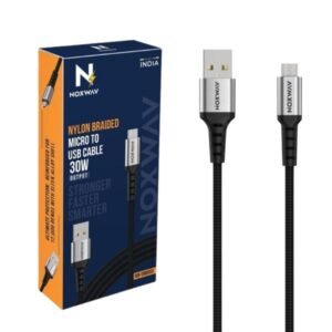 NOXWAV USB A to Micro USB Cable 30W Fast Charging | Nylon Braided & Aluminium Shell | High-Speed Data Sync Cable for Android Phones, Power Banks, Bluetooth Devices | Durable & Tangle-Free