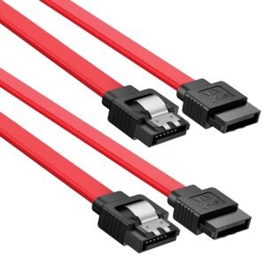 ETZIN SATA Cable III 6Gbps Straight HDD SDD Data Cable with Locking Latch 16 inches Personalcomputer (RED, PACK OF - 2) 1197CC