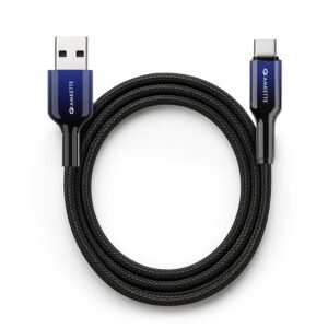Amkette ChargePro 65W Type C Cable Fast Charging | USB A to Type C Cable | 1.5M Braided Cable with Silicon Reinforced Connectors | Data Transfer, Laptop & Mobile Compatible | Durable Braided Design